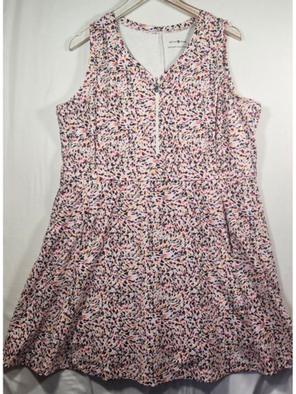 Active Zone Multi Color Abstract Print Quarter Zip Athletic Skort Dress 1X